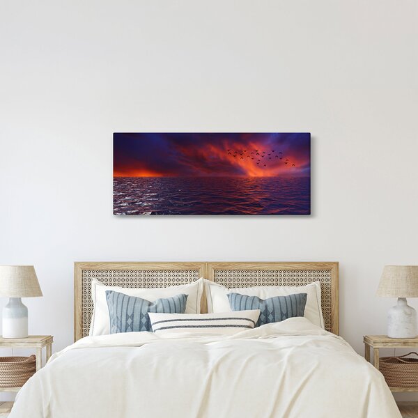 Tablou cu mare și păsări (120x50 cm)