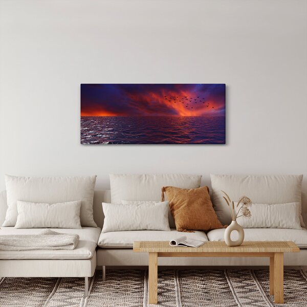 Tablou cu mare și păsări (120x50 cm)