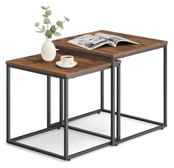 Set 2 masute de cafea QUADRO, decor rustic maro