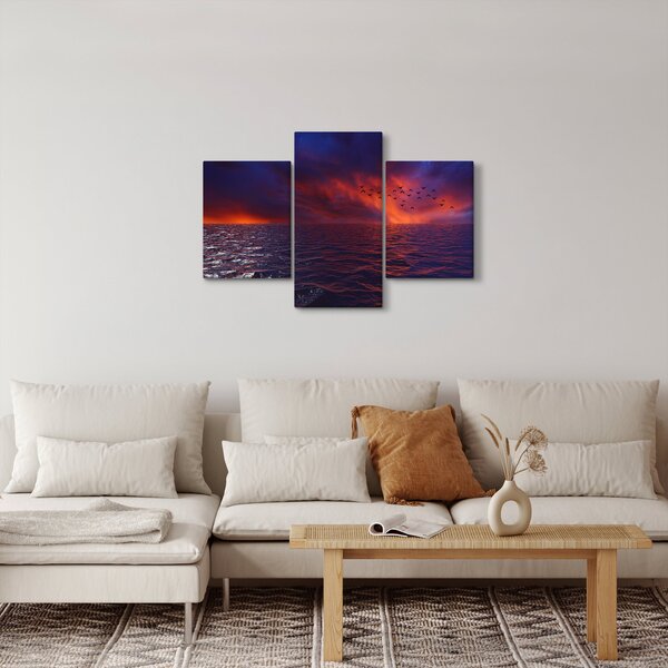 Tablou cu mare și păsări (90x60 cm)