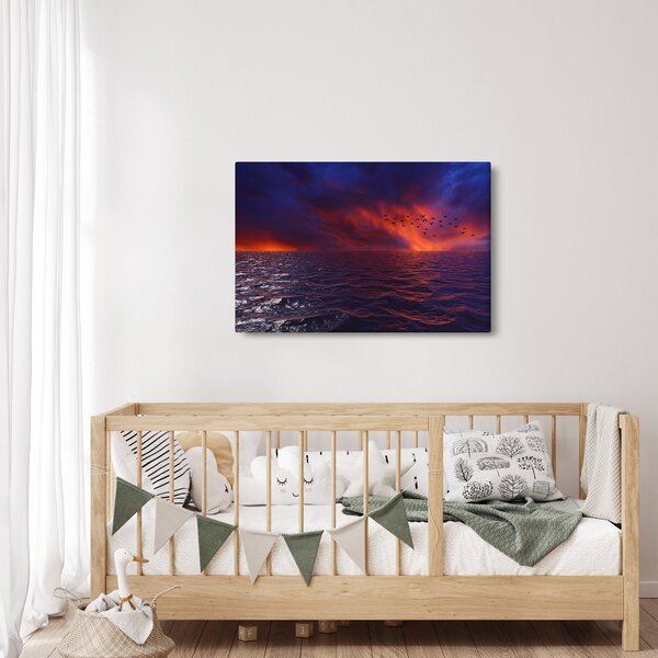Tablou cu mare și păsări (90x60 cm)