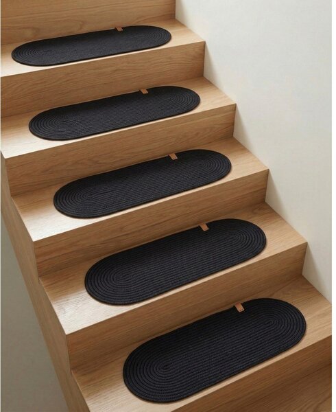 Covorașe pentru scări negre 16 buc. 25x65 cm Milo – Vitaus