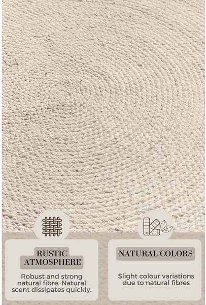 Covor crem reversibil/țesut manual rotund din iută ø 100 cm Braided – Hanse Home
