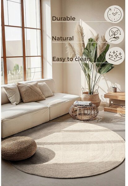 Covor crem reversibil/țesut manual rotund din iută ø 100 cm Braided – Hanse Home