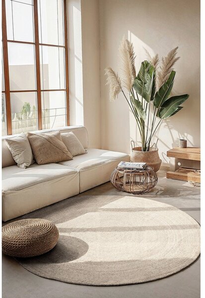 Covor crem reversibil/țesut manual rotund din iută ø 100 cm Braided – Hanse Home