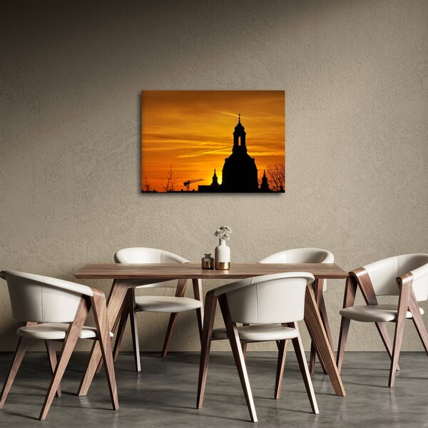 Tablou cu biserică în apus de soare (70x50 cm)