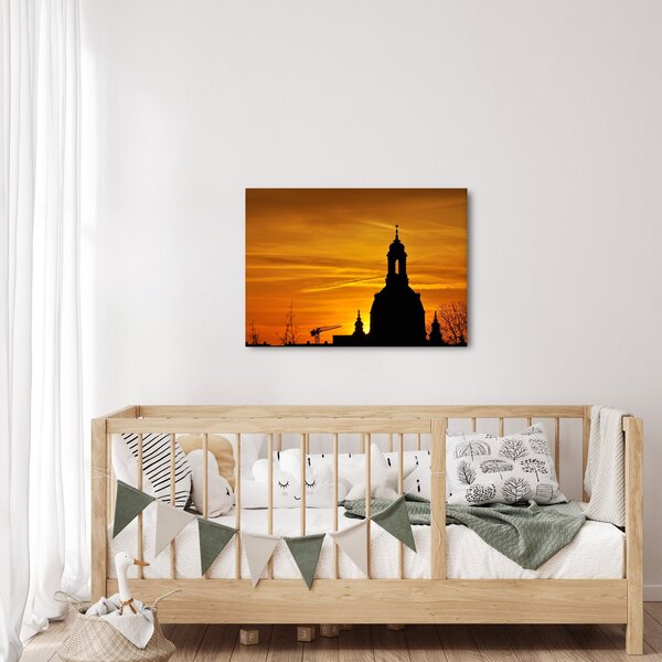 Tablou cu biserică în apus de soare (70x50 cm)