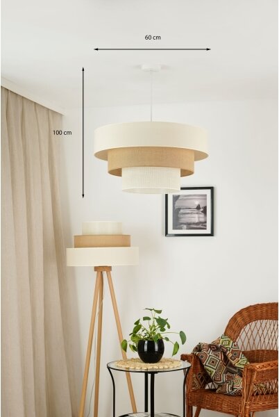 Brilagi - Lustr pe cablu DENVER LUNETA 1xE27/15W/230V pr. 60 bej/maro/crem