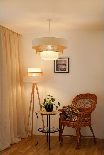 Brilagi - Lustr pe cablu DENVER LUNETA 1xE27/15W/230V pr. 60 bej/maro/crem