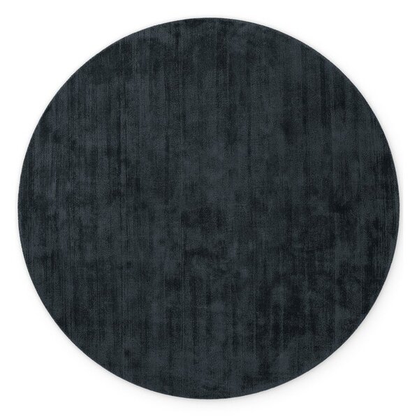 Covor negru țesut manual rotund din viscoză ø 120 cm Noemi – Vikosa