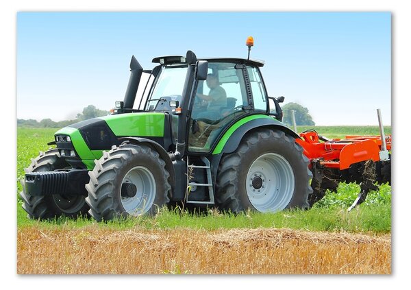 Fotografie imprimată pe sticlă Tractor pe teren