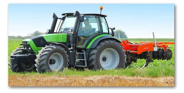 Fotografie imprimată pe sticlă Tractor pe teren