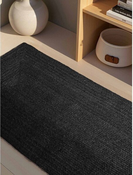 Covor tip traversă negru reversibil/țesut manual din iută 80x200 cm Juno – Hanse Home