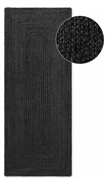 Covor tip traversă negru reversibil/țesut manual din iută 80x200 cm Juno – Hanse Home