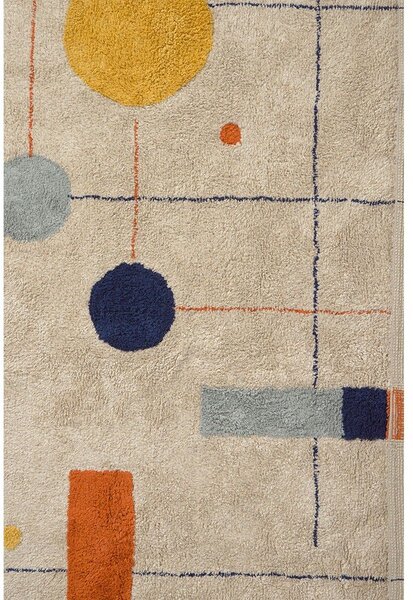 Covor bej lavabil/țesut manual din bumbac 120x160 cm Geometrical Shapes – Lorena Canals