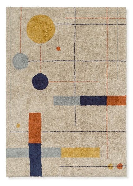 Covor bej lavabil/țesut manual din bumbac 120x160 cm Geometrical Shapes – Lorena Canals