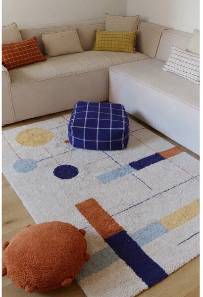 Covor bej lavabil/țesut manual din bumbac 120x160 cm Geometrical Shapes – Lorena Canals