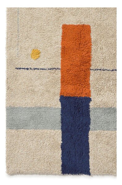 Covor bej lavabil/țesut manual din bumbac 120x160 cm Geometrical Shapes – Lorena Canals