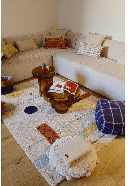 Covor bej lavabil/țesut manual din bumbac 120x160 cm Geometrical Shapes – Lorena Canals