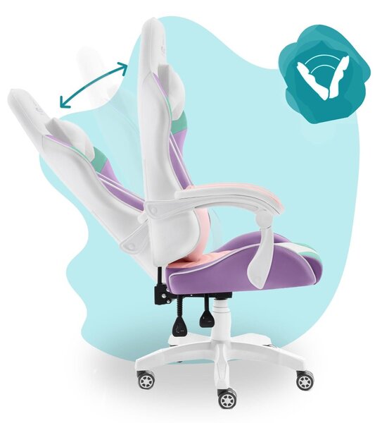 Scaun gaming pentru copii Rainbow culoare pastel