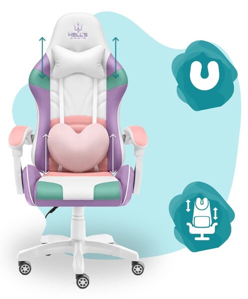 Scaun gaming pentru copii Rainbow culoare pastel