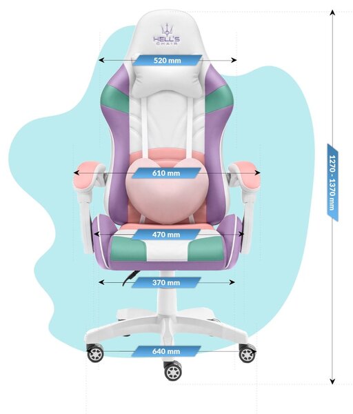 Scaun gaming pentru copii Rainbow culoare pastel