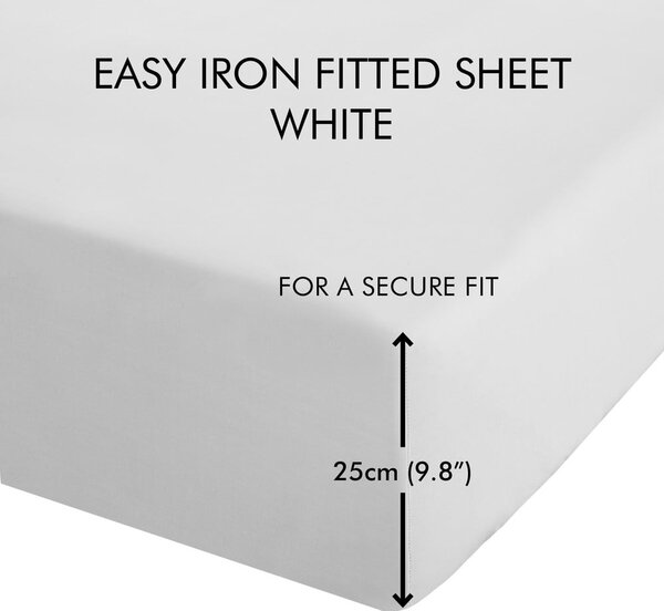 Cearceaf alb din bumbac percale cu elastic 90x190 cm Easy Iron Percale – Catherine Lansfield