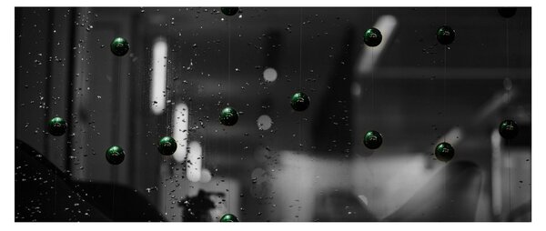Tablou abstract - bilele verzi (120x50 cm)