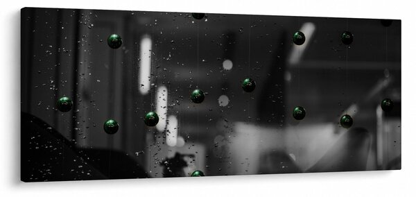 Tablou abstract - bilele verzi (120x50 cm)