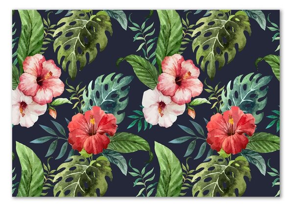 Tablou Printat Pe Sticlă flori tropicale