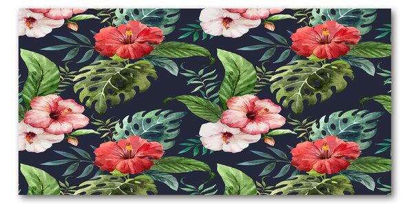 Tablou Printat Pe Sticlă flori tropicale
