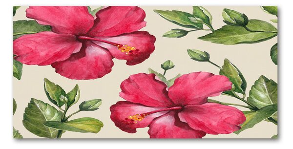 Tablou sticlă hibiscus roz