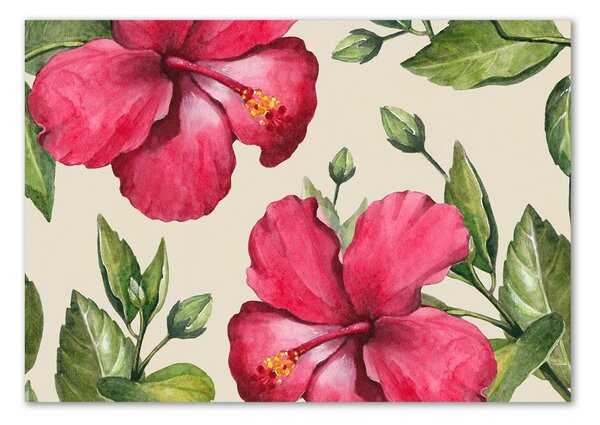Tablou sticlă hibiscus roz