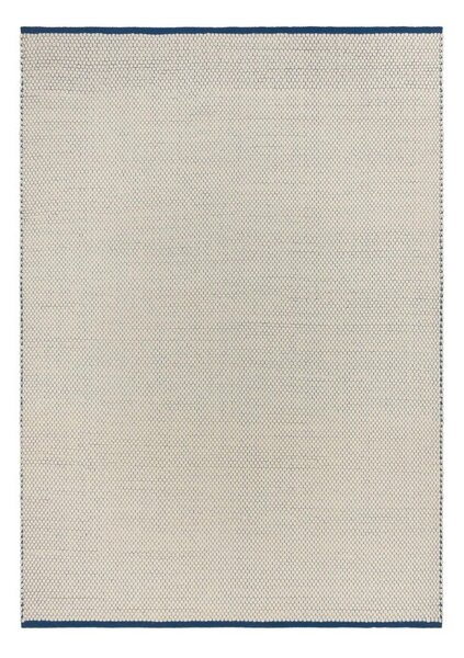 Covor albastru/bej țesut manual din lână 170x240 cm Lenu – noo.ma