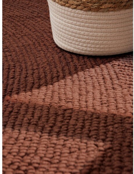 Covor cărămiziu țesut manual din lână 80x150 cm Calmio – Hanse Home