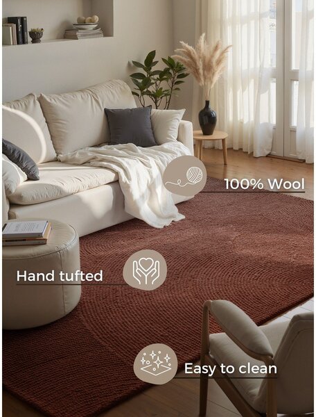 Covor cărămiziu țesut manual din lână 80x150 cm Calmio – Hanse Home