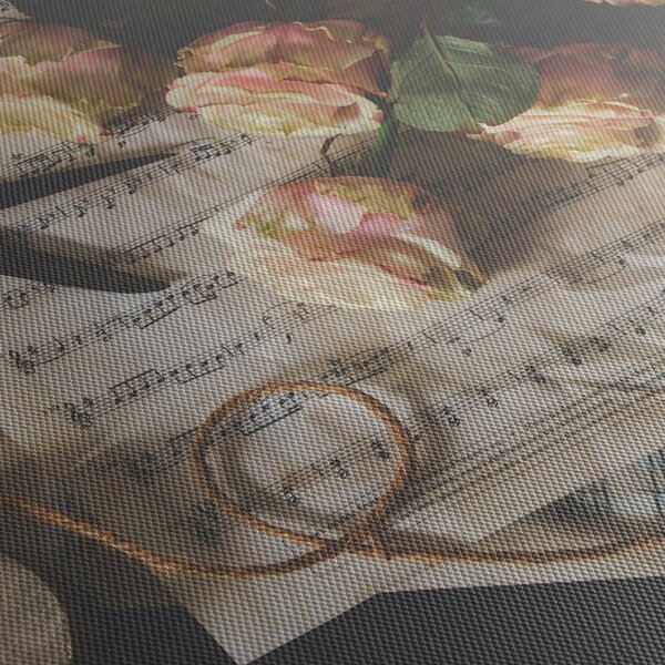 Tablou cu note muzicale și trandafiri (90x60 cm)