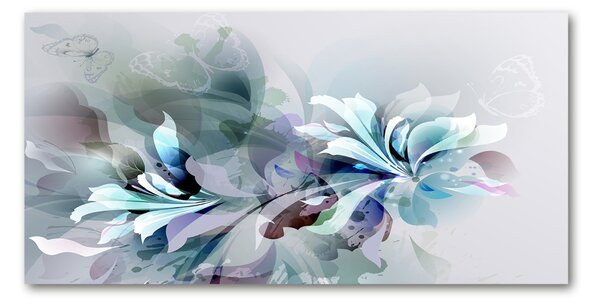 Tablou pe pe sticlă flori abstracte