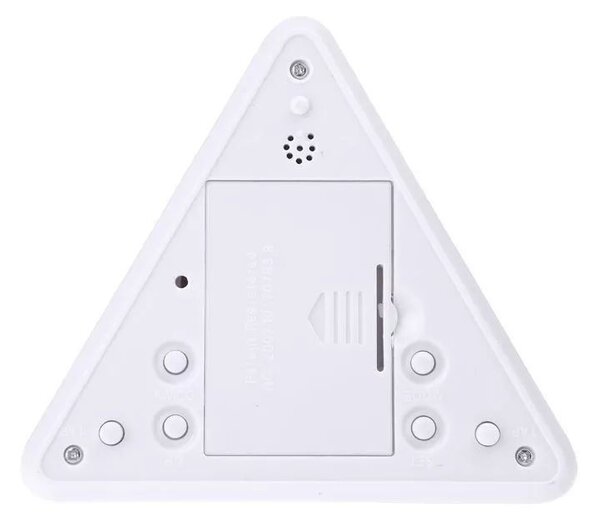 Ceas digital cu alarma, forma piramida, LED multicolor, 8 melodii, temperatura, ora si data