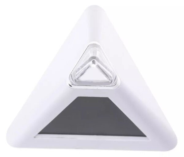 Ceas digital cu alarma, forma piramida, LED multicolor, 8 melodii, temperatura, ora si data