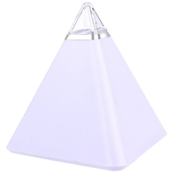 Ceas digital cu alarma, forma piramida, LED multicolor, 8 melodii, temperatura, ora si data
