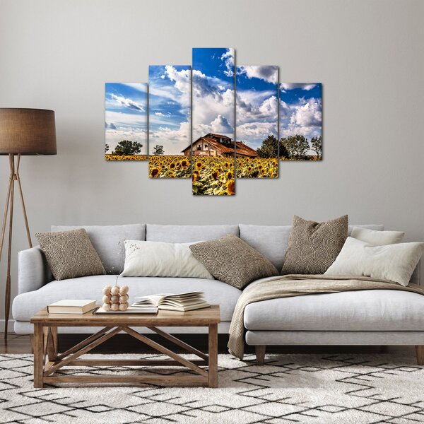 Tablou cu câmp de floarea soarelui (150x105 cm)