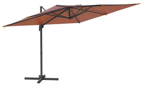 Umbrelă în consolă cu stâlp din aluminiu, cărămiziu, 300x300 cm