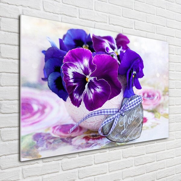 Fotografie imprimată pe sticlă panseluțe violet