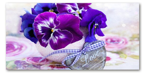 Fotografie imprimată pe sticlă panseluțe violet
