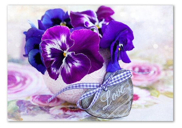 Fotografie imprimată pe sticlă panseluțe violet
