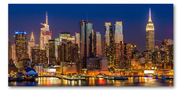 Tablou sticlă Manhattan pe timp de noapte