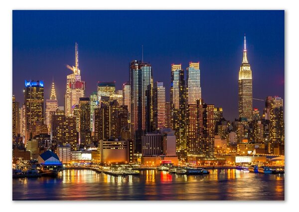 Tablou sticlă Manhattan pe timp de noapte