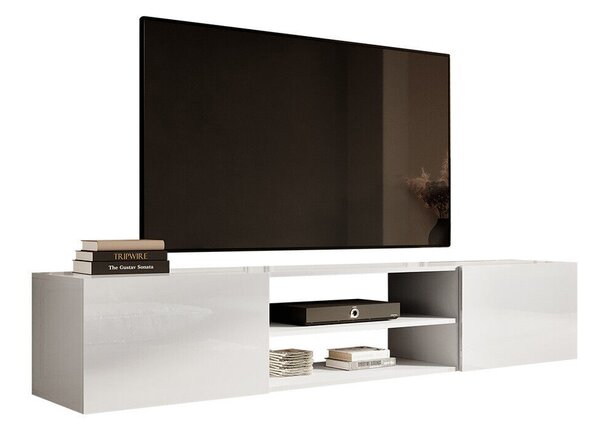 Comodă TV Imago II, Alb lucios, Alb, PAL laminat, MDF, 37x200x40cm, 39 kg
