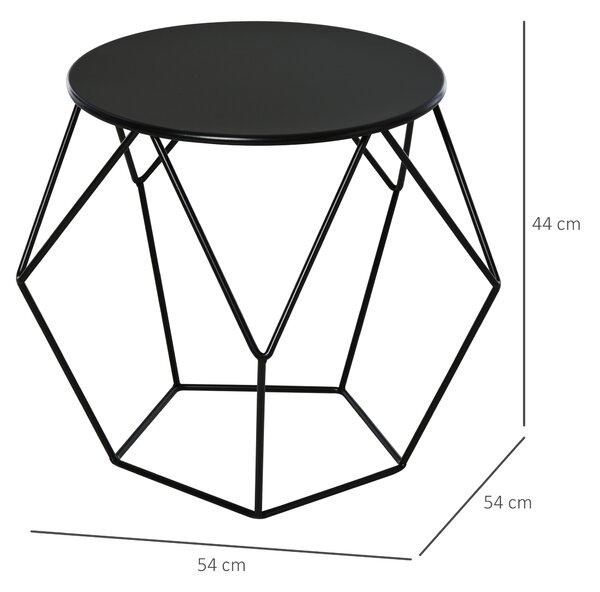 Masuta geometrica in stil nordic din otel rezistent la rugina 54x54x44cm, negru HOMCOM | Aosom Romania